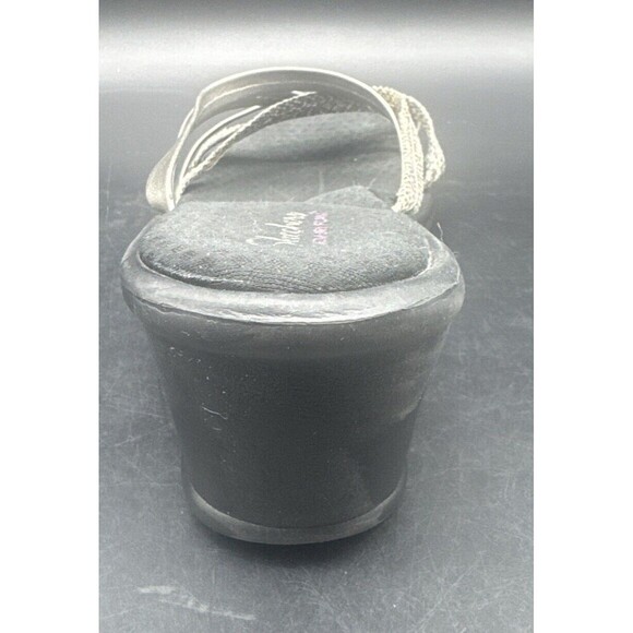 Skechers Women’s Open Toe Slip-on Strappy Wedge BLACK SILVER Sandal Heels Sz 9 - Picture 4 of 16